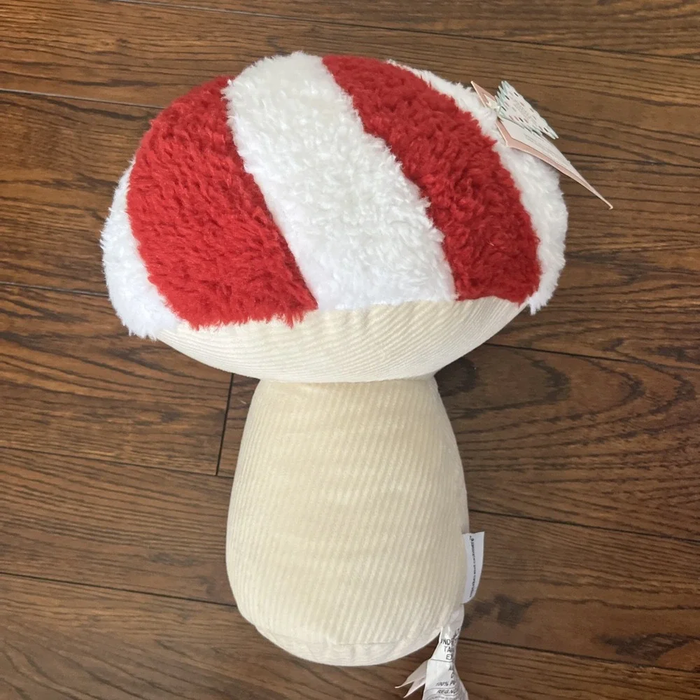 Cupcakes And Cashmere Peppermint Mushroom Pillow Holiday NEW 13 1/2